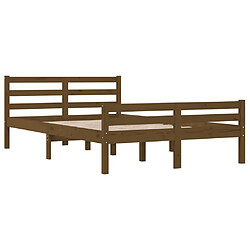 Avis vidaXL Cadre de lit Marron miel Bois massif 140x190 cm