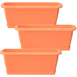 WellHome 3x jardinier rouille avec support en plastique dans la terre cuite 78,6 (long) x 18.4 (largeur) x 14.5 (High) cm 