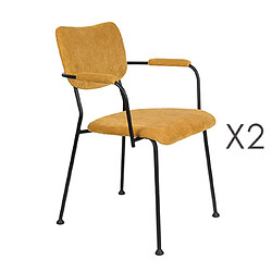 Mes Lot de 2 fauteuils repas en tissu ocre - BENSON