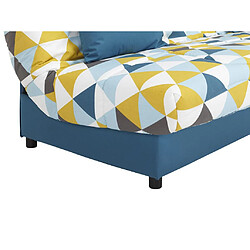 Vente-Unique Canapé convertible clic-clac en tissu SALOON avec coffre de rangement - Bleu imprimé GRAPHIC pas cher