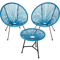 Tectake Ensemble table et chaises de jardin Santana - bleu 