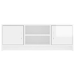 Maison Chic Meuble TV scandinave - Banc TV pour salon blanc brillant 102x30x37,5 cm bois d'ingénierie -MN21494 pas cher