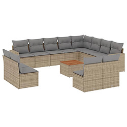 vidaXL Salon de jardin et coussins 13 pcs mélange beige résine tressée