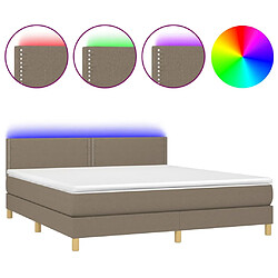 vidaXL Sommier à lattes de lit avec matelas LED Taupe 160x200 cm Tissu