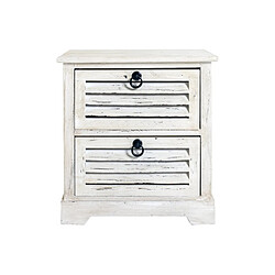 Mobili Rebecca Chevet Table de Nuit 2 Tiroirs Bois Blanc Vintage Shabby 45x40x27