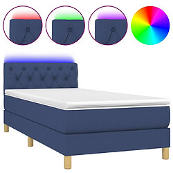 Sommier à lattes et LED,Cadre à lattes de lit avec matelas pour Adulte Bleu 80x200cm Tissu -MN35801