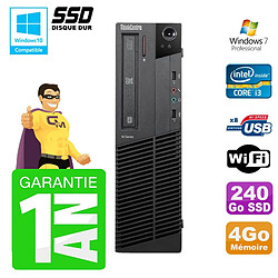 PC Lenovo M91p SFF Intel I3-2120 4Go Disque 240Go SSD Graveur Wifi W7 - Occasion