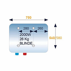 Chauffe eau électrique blindé 100L INITIO horizontal sortie bas D.560 ARISTON 3000376