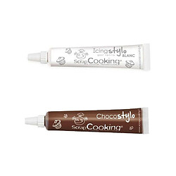 Scrapcooking Stylo chocolat + Stylo glaçage blanc goût vanille