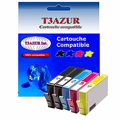 Lot de 5 Cartouches compatibles HP PhotoSmart 7510 (2Bk+1C+1M+1J)- T3AZUR Lot de 5 Cartouches compatibles pour imprimante HP PhotoSmart 7510 (2Bk+1C+1M+1J)- T3AZUR