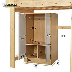 Sweiko Lit superposé avec armoire lit cabane enfant avec échelle 90x200 cm Marron pas cher