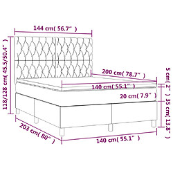 vidaXL Sommier à lattes de lit avec matelas Noir 140x200 cm Tissu pas cher