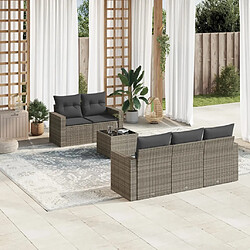 vidaXL Salon de jardin 6 pcs avec coussins gris résine tressée