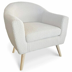 Paris Prix Fauteuil Scandinave en Bouclette Lainée Delia 79cm Crème