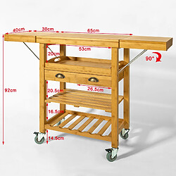 Acheter SoBuy FKW25-N Desserte Roulante Chariot de Cuisine en Bambou - Plans de Travail