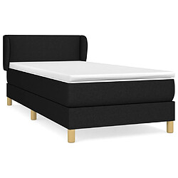 vidaXL Sommier à lattes de lit avec matelas Noir 100x200 cm Tissu