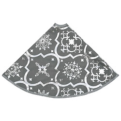 Acheter vidaXL Jupe de sapin de Noël de luxe avec chaussette Gris 90 cm Tissu