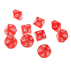 10pcs Dix Faces De Dés D10 Jouer D & D Jeux Rpg Parti Dices Rouge Jouer Dice