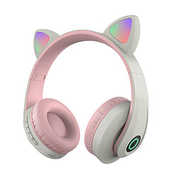 Casque de jeu Over Ear Cat Ear Surround Son Son Casque Sans Fil Casque Pliable Casque Bluetooth Contrôle Bluetooth Nuancement pour PC Games Smartphones - Violet