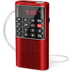 PRUNUS radio portable MP3 / TF/ AUX avec Fonction d'enregistrement rouge