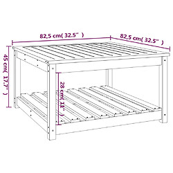 vidaXL Table de jardin marron miel 82,5x82,5x45 cm bois massif de pin pas cher