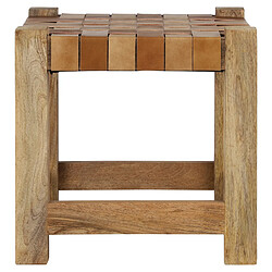 Acheter Tabouret 45x45 cm bois de manguier brun et cuir de buffle WOMO-Design