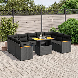 Maison Chic Salon de jardin 10 pcs avec coussins, Ensemble Tables et chaises d'extérieur noir résine tressée -GKD572990