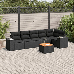 Maison Chic Salon de jardin 7 pcs avec coussins | Ensemble de Table et chaises | Mobilier d'Extérieur noir résine tressée -GKD48109