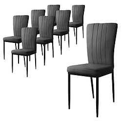 ML-Design Lot de 8 chaises de salle à manger en velours doux gris avec dossier ergonomique 