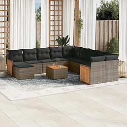 Maison Chic Salon de jardin avec coussins 12 pcs | Ensemble de Table et chaises | Mobilier d'Extérieur gris résine tressée -GKD36770