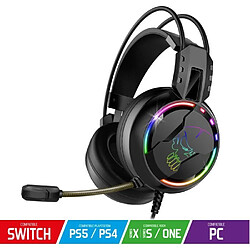 Casque PRO H7 Multiplateforme - Conception Circum-aural - Microphone flexible à réduction de bruit - Rétro-éclairage RGB 