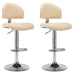 vidaXL Tabourets de bar lot de 2 crème similicuir