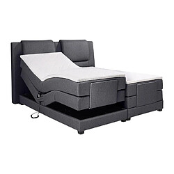 Avis Vente-Unique Ensemble complet boxspring tête de lit + sommiers relaxation électrique + matelas + surmatelas - 2 x 90 x 200 cm - Tissu - Anthracite - CASTEL II de PALACIO