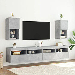 Avis Maison Chic Meuble TV avec lumières LED, Banc TV pour salon, Meuble de rangement gris béton 30,5x30x60 cm -GKD47756