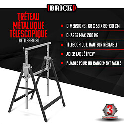 Tréteau métallique télescopique 68x58x130cm- Pliable - Brick