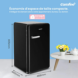 Comfee Réfrigérateur Table Top RCD93DK2RT(E) - 93L - Vintage - Classe E - Froid Statique - Frigo 1 Porte - Retro Noir (84*49*49 cm)