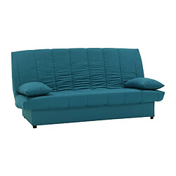 Avis Banquette clic clac 3 places - Tissu 100% coton Bleu canard - Style Contemporain - L 190 x P92 cm - MILA