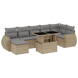 vidaXL Salon de jardin avec coussins 8 pcs beige résine tressée