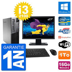 PC Lenovo M81 SFF Ecran 27" Intel i3-2100 RAM 16Go Disque 1To Windows 10 Wifi · Occasion 