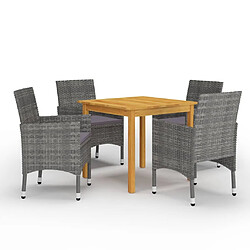 Maison Chic Ensemble de salle à manger de jardin 5 pcs,Table et chaises d'extérieur Gris -GKD939250