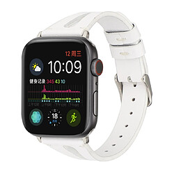 Wewoo Bracelet en cuir simple forme de V pour Apple Watch séries 5 et 4 40 mm / 3 et 2 et 1 38 mm blanc 