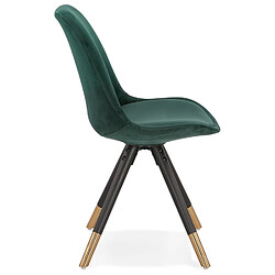 Acheter Alterego Chaise design 'HAMILTON' en velours vert et pieds en bois noir