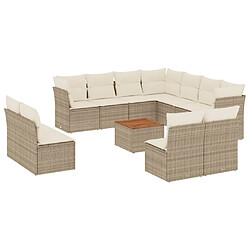 Maison Chic Salon de jardin avec coussins 12 pcs | Ensemble de Table et chaises | Mobilier d'Extérieur beige résine tressée -GKD25649