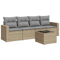 vidaXL Salon de jardin avec coussins 5 pcs beige résine tressée