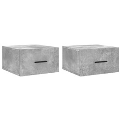 vidaXL Tables de chevet murales 2 pcs gris béton 35x35x20 cm