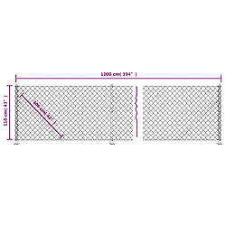 vidaXL Clôture en mailles de chaîne avec bride argenté 1,1x10 m pas cher