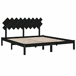 Acheter Maison Chic Lit adulte - Lit simple Cadre de lit,Structure du lit Contemporain Noir 180x200 cm Super King Bois massif -MN41947