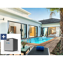 Habitat Et Jardin Piscine bois rectangle Aruba - 5.00 x 3.00 x 1.24 m + Mini pompe à chaleur 3.5kW - Métal - Gris