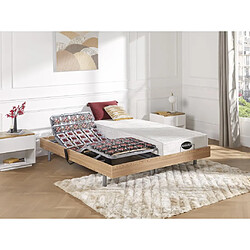 Vente-Unique Lit électrique de relaxation tout plots + matelas mémoire de forme et bambou - 2 x 90 x 200 cm - Chêne - LYSIS III de NATUREA