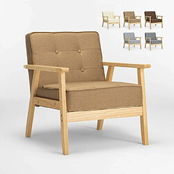 Ahd Amazing Home Design Fauteuil en bois au design scandinave vintage avec accoudoirs Hage, Couleur: Beige